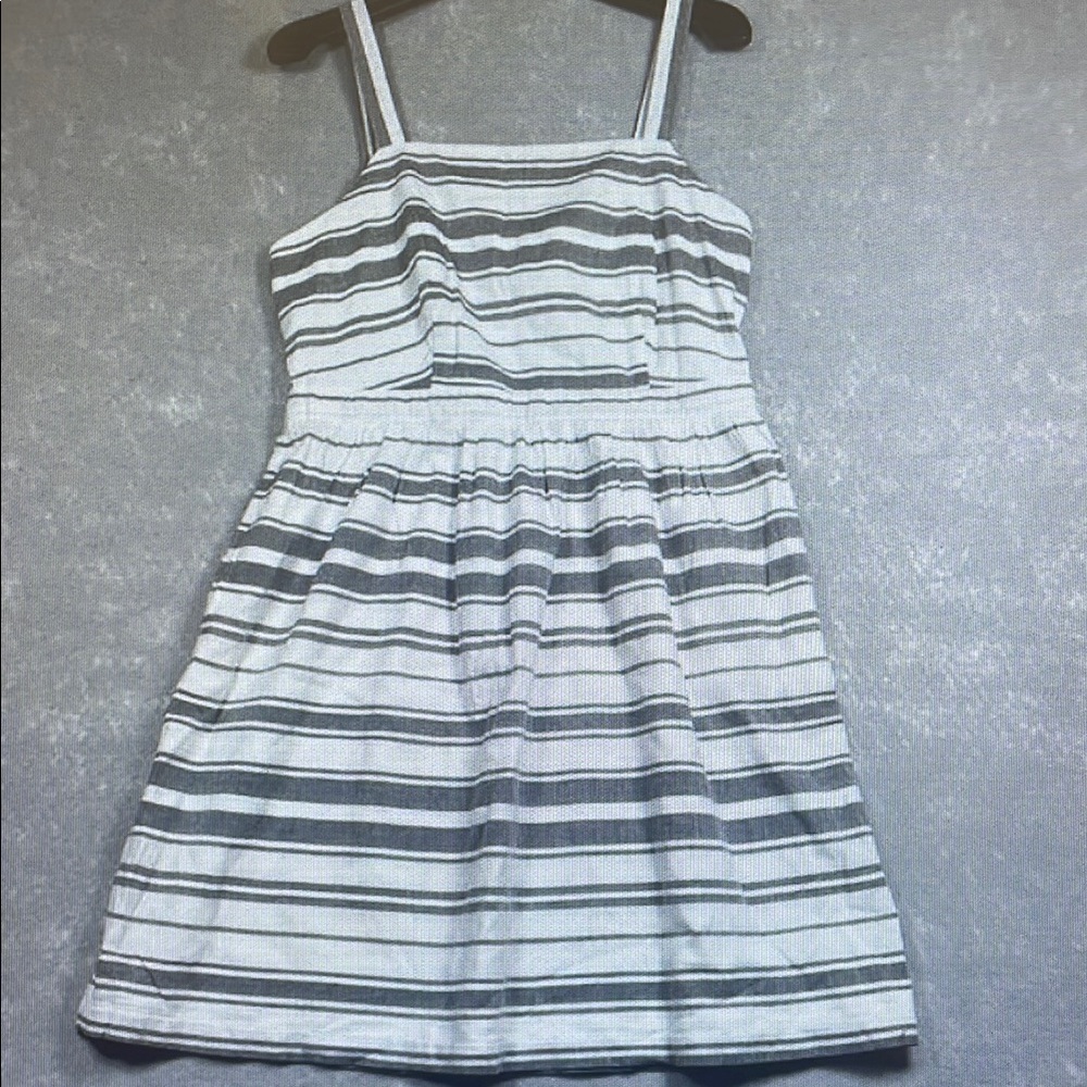 Striped Kids Dress in Gray and White